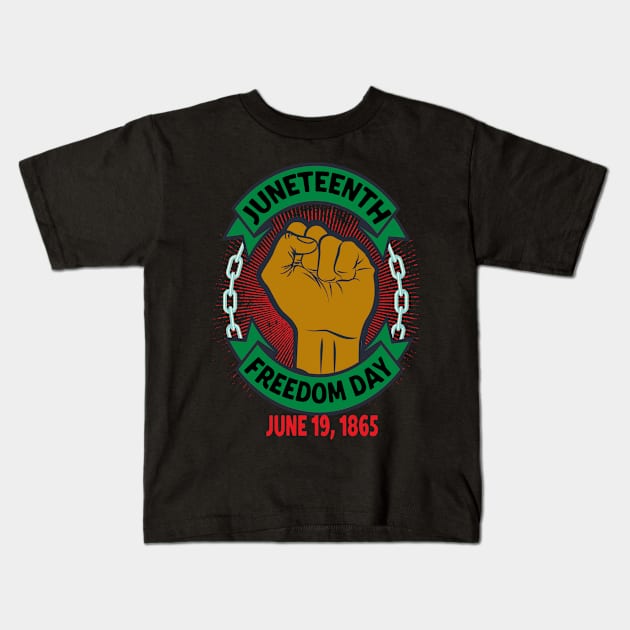 Juneteenth Day Pan African Colors Black History Fist Edit View Kids T-Shirt by Kdeal12